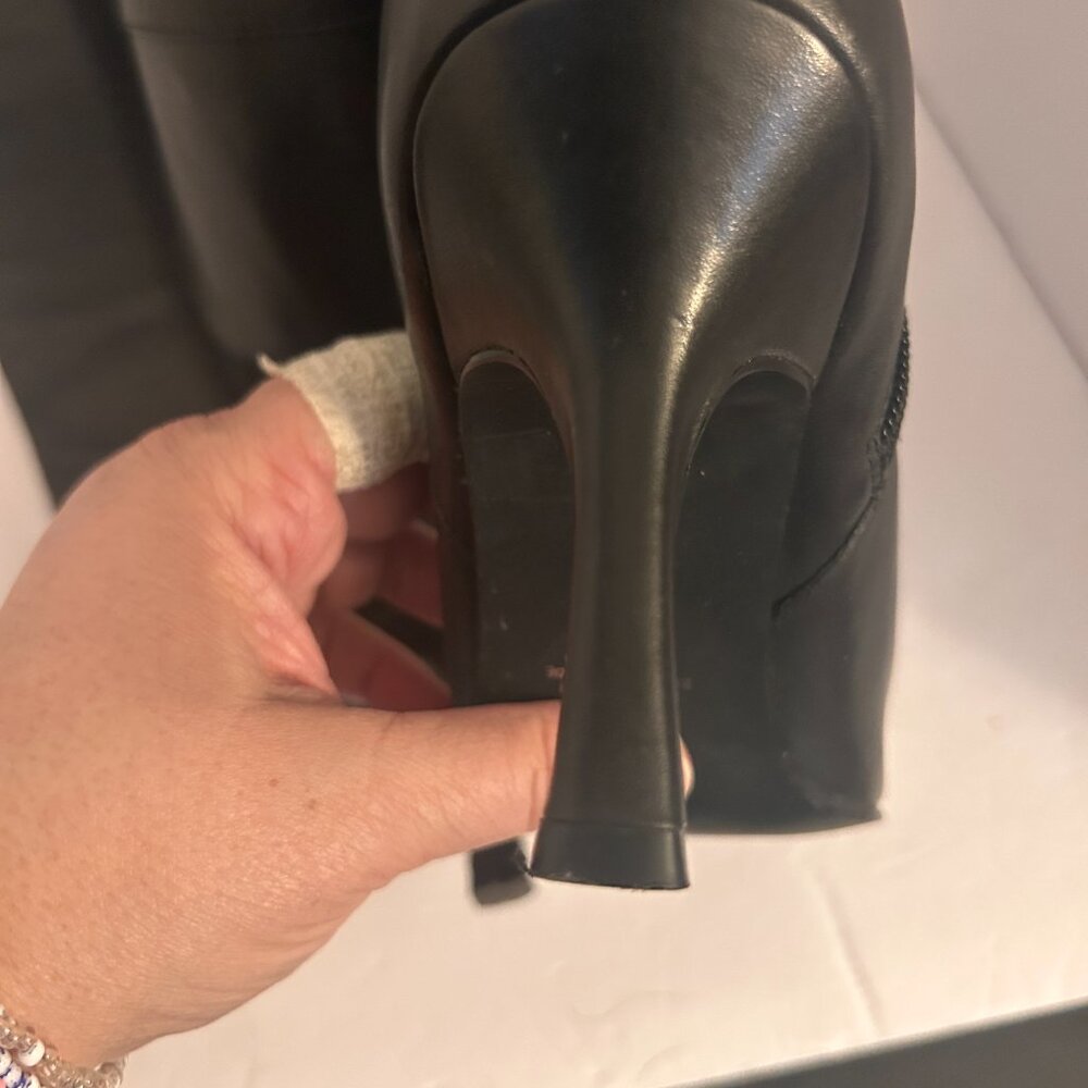 🖤 Moda Spain Black Leather Knee-High Boots | Pointed Toe | Size 8 - Picture 10 of 16